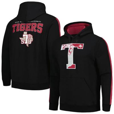 FISLL Men's Black Texas Southern Tigers Striped Oversized Print Pullover Hoodie