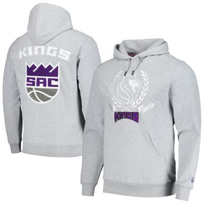 FISLL Men's Heather Gray Sacramento Kings Heritage Crest Pullover Hoodie