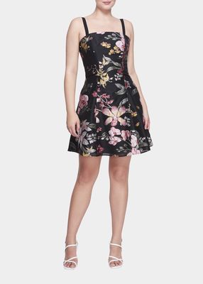 Fit-&-Flare Floral Fil Coupe Dress