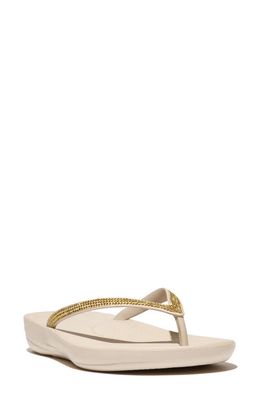FitFlop iQushion Splash Crystal Flip Flop in Stone Beige