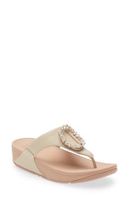 FitFlop Lulu Crystal Charm Flip Flop in Stone Beige