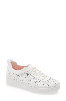 FitFlop Rally Crystal Embellished Knit Sneaker in Urban White