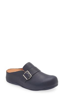 FitFlop 'Shuv' Buckle Strap Leather Clog in Midnight Navy