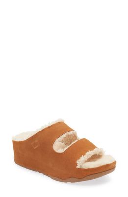 FitFlop Shuv Genuine Shearling Lined Sandal in Light Tan