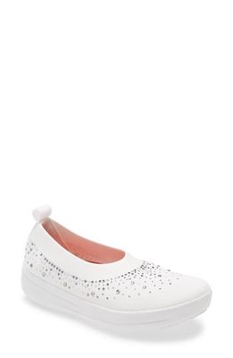 FitFlop Uberknit™ Crystal Ballerina Slip-On Sneaker in Urban White Fabric