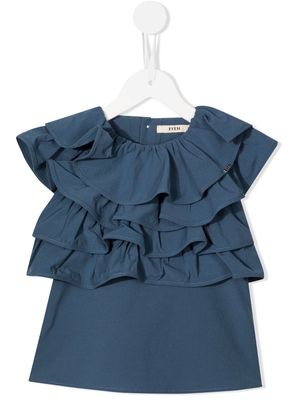 Fith ruffle-trimmed short-sleeve blouse - Blue