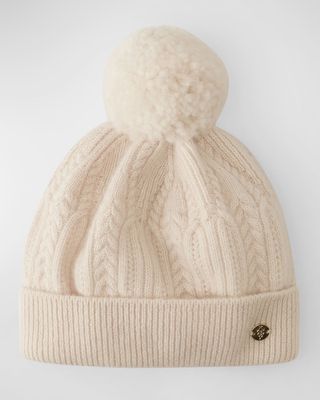 Fitted Cashmere Beanie With Pom