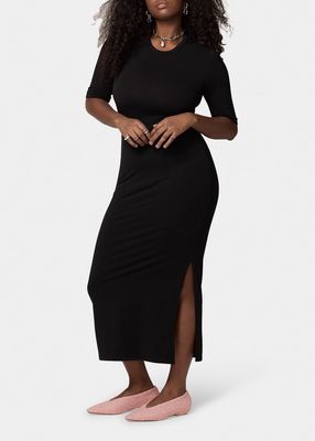 Fitted Midi Dress w/ Elbow Sleeves