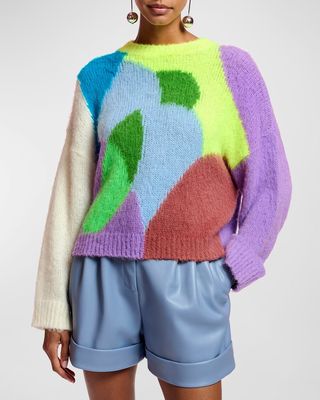 Fittis Intarsia Knit Jacquard Crewneck Sweater