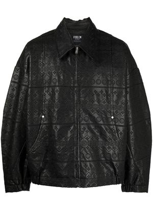 FIVE CM broderie-anglaise faux-leather bomber jacket - Black