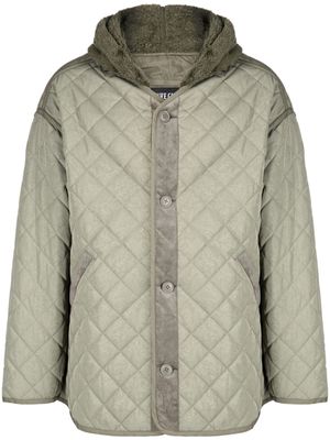 FIVE CM button-down hooded quilted jacket - Green