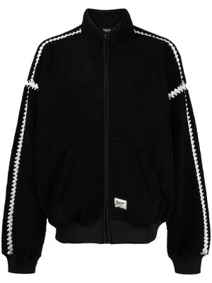 FIVE CM contrast-stitching zip-up bomber jacket - Black