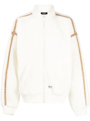 FIVE CM contrasting-trim faux-shearling bomber jacket - White