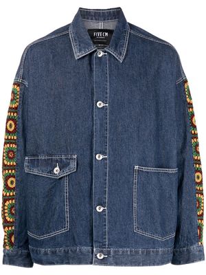 FIVE CM crochet-sleeve denim jacket - Blue