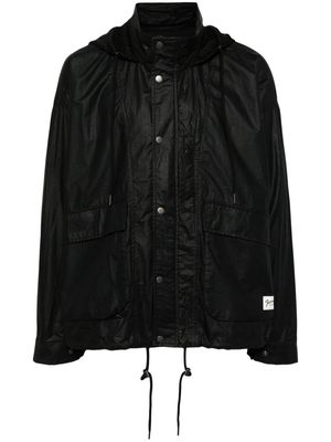 FIVE CM drawstring-hood coated-finish jacket - Black