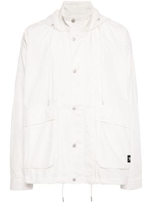 FIVE CM drawstring-hood coated-finish jacket - White