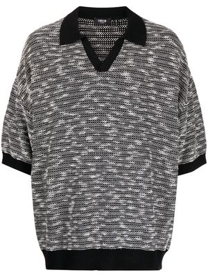 FIVE CM drop-shoulder knitted polo shirt - Black