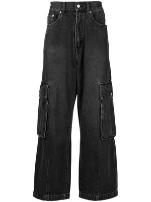 FIVE CM elasticated-waistband straight-leg jeans - Black