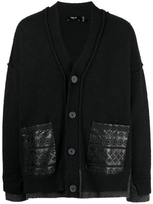 FIVE CM embroidered-detail knitted cardigan - Black