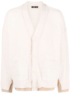 FIVE CM embroidered-detail knitted cardigan - White