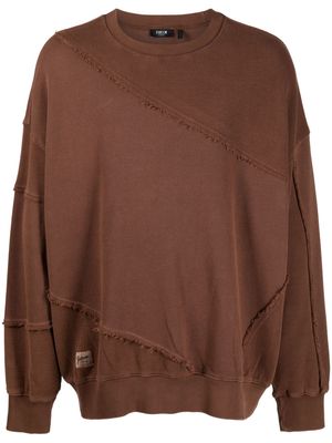 FIVE CM embroidered patchwork sweatshirt - Brown