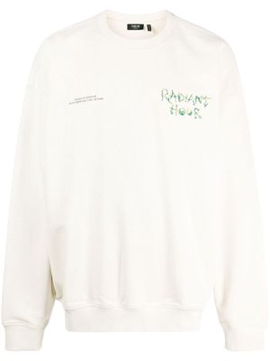 FIVE CM embroidered-slogan cotton sweatshirt - Neutrals