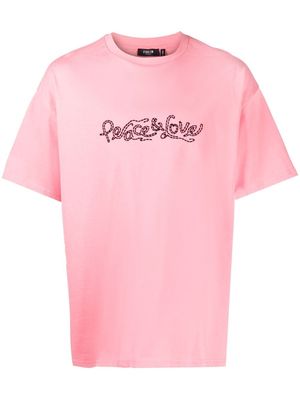 FIVE CM embroidered-slogan short-sleeve T-shirt - Pink