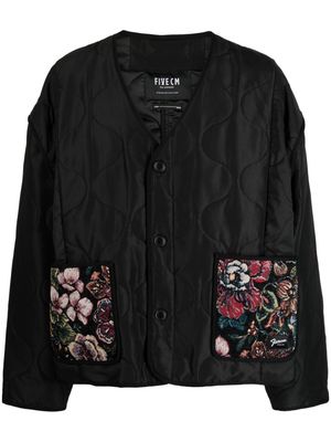 FIVE CM floral-patchwork quilted padded jacket - Black