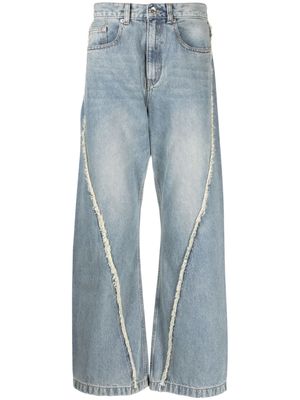 FIVE CM frayed-detail straight-leg jeans - Blue
