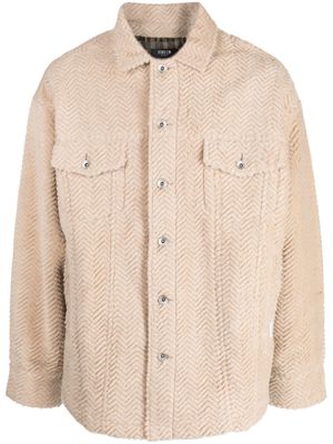 FIVE CM herringbone textured-finish shirt jacket - Brown