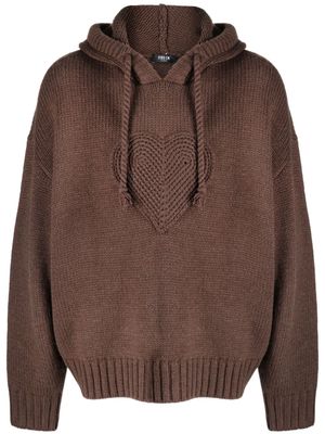 FIVE CM knitted-construction drawstring hoodie - Brown