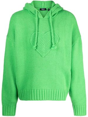 FIVE CM knitted-construction drawstring hoodie - Green
