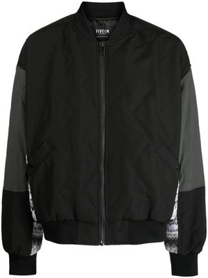 FIVE CM knitted-panels quilted bomber jacket - Black