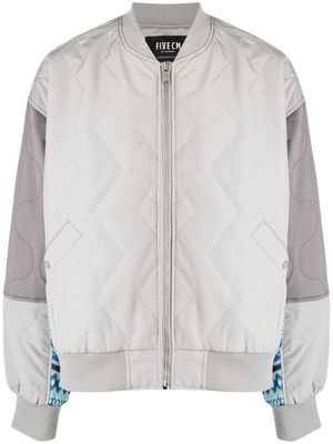 FIVE CM knitted-panels quilted bomber jacket - Grey