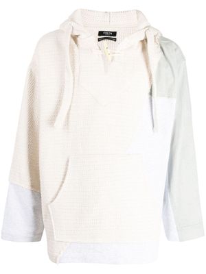 FIVE CM layered-design cotton hoodie - White