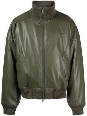 FIVE CM logo-embroidered faux-leather jacket - Green