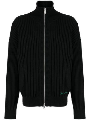 FIVE CM logo-embroidered ribbed-knit cotton sweatshirt - Black