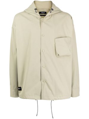 FIVE CM logo-patch hooded jacket - Brown