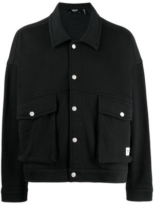 FIVE CM logo-patch mélange shirt jacket - Black