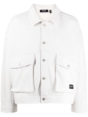 FIVE CM logo-patch mélange shirt jacket - Grey