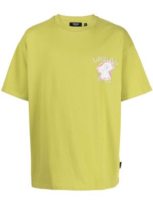 FIVE CM mushroom-stamp cotton T-shirt - Green