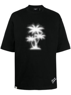 FIVE CM palm tree-print cotton T-shirt - Black