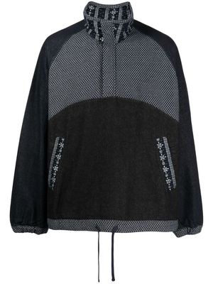 FIVE CM panelled half-zip pull-over jacket - Black