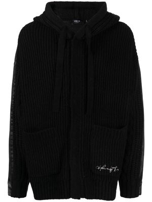 FIVE CM panelled hooded jacket - Black