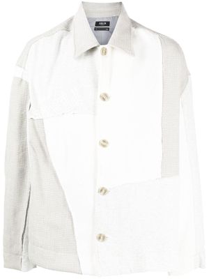 FIVE CM patchwork-detail long-sleeved shirt - Grey