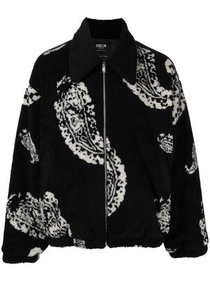 FIVE CM patterned-jacquard fleece jacket - Black