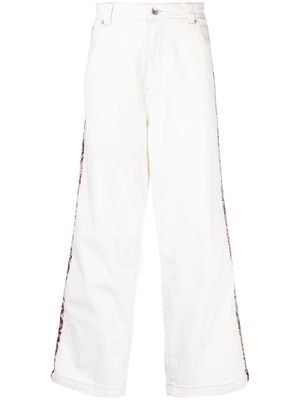 FIVE CM patterned-jacquard straight-leg jeans - White