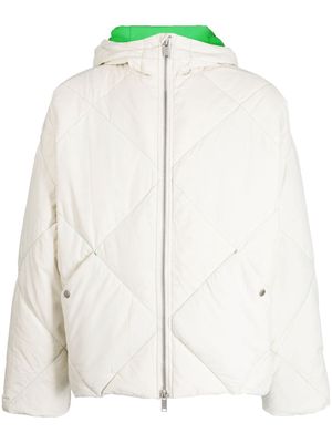 FIVE CM quilted zip-up hooded jacket - White