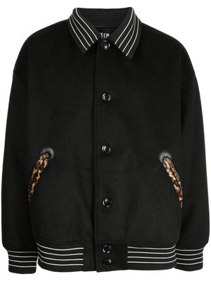 FIVE CM striped-edge twill bomber jacket - Black