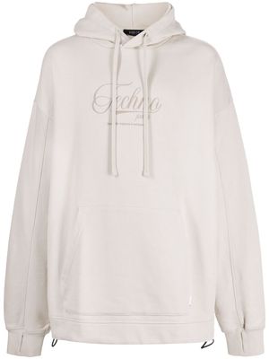 FIVE CM Terry embroidered cotton hoodie - Neutrals